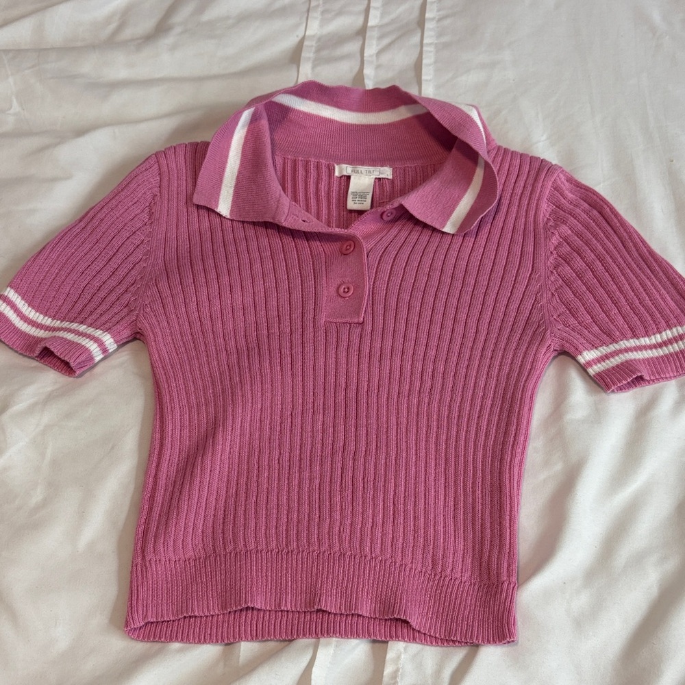 Pink Ribbed Crop Top